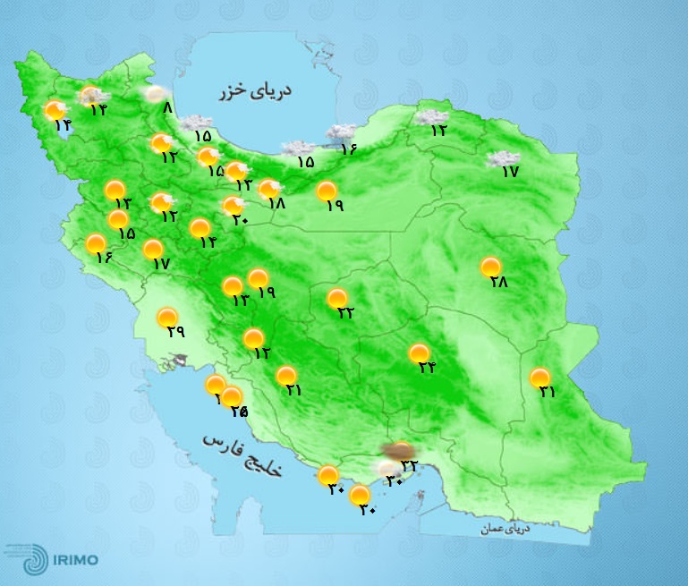 وضعیت آب و هوا، امروز ۱۹ اردیبهشت ۱۴۰۱ / خیزش گرد و خاک در نقاط مختلف کشور/بارش باران در برخی استان‌ها